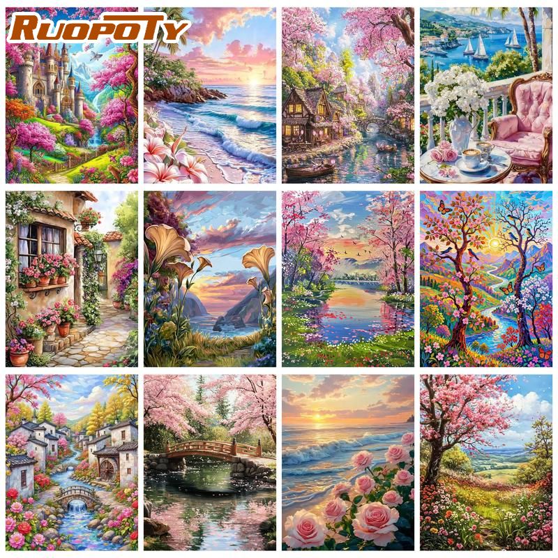 Art Craft Ideas For Adults - RUOPOTY Pintura por Números de Paisaje