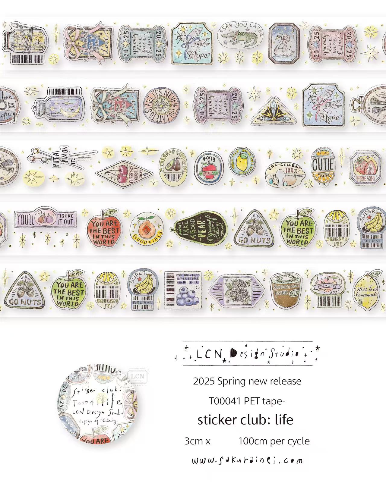 Washi Tape Rolls - 1 bucle LCN pegatina Vintage Club