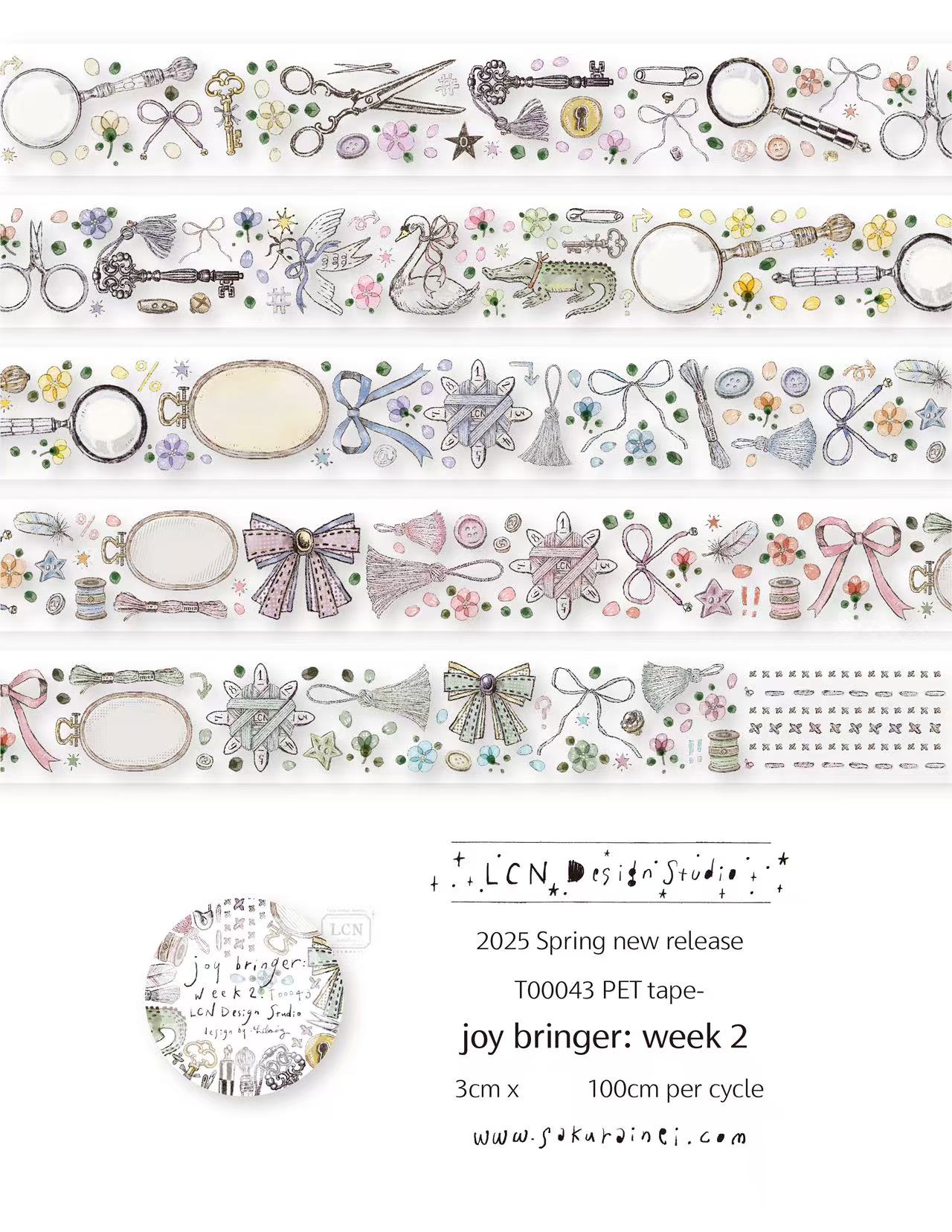 1 bucle LCN pegatina Vintage C - Washi Tape Rolls reseña y precio